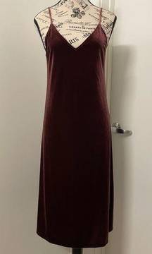 V-Neck Velvet Midi Dress