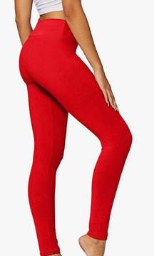 Red  High Waisted Workout Leggings