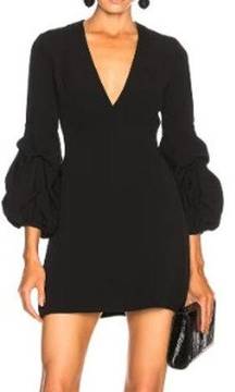 NWT Alexis Pintucked Sleeve V Neckline Fia Mini Dress Black Women's Size Medium