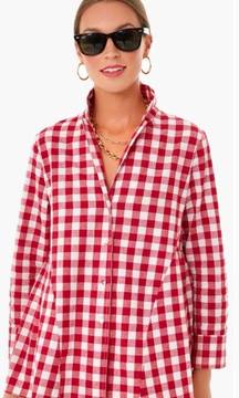 Pomander Place Scarlett Blouse Red Apple Gingham Size Small Cotton