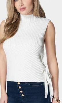 Derek Lam 10 Crosby Side Lace Up Hi Low Hem Vest Sweater White Women's Size S/P