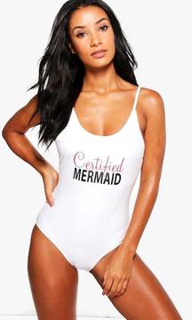Thira Certified Mermaid Slogan Scoop Swimsuit