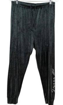 JUICY COUTURE Sleepwear Black Velour Jogger Pajama Pants Studded Women's Large