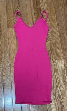 New Hot Pink  Robbed Bodycon Dress XS