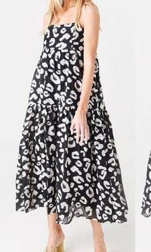 Camden Tiered Maxi Dress Onyx Cheetah Jacquard Print NWT Sz Medium