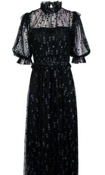 NWT Hard to Find! Hunter Bell Beckett Space Oddity Black & Silver Tulle Dress 8