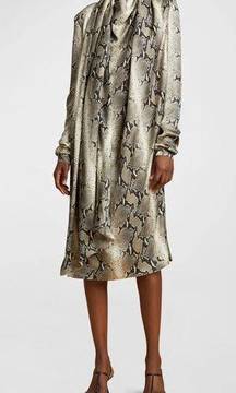 KHAITE Shaz Natural Python Print Dress Asymmetrical Cowl Neck 6