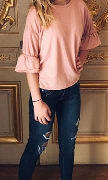 Pink Flare Sleeve Shirt