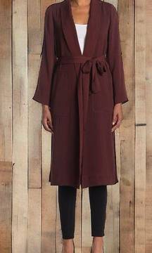 DR2 Daniel Rainn Long Woven Open Trench Coat Chestnut Nordstrom Large