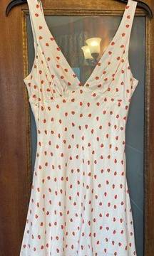 Strawberry Sleeveless Mini Dress Fit & Flare Lined Shift Cami small
