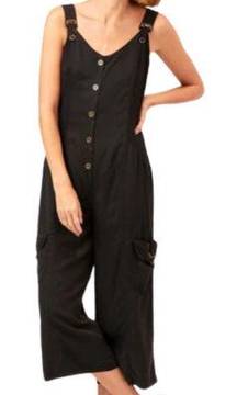 XCVI Black Pembroke Jumpsuit Cropped Sleeveless Utility Tencel Women's XS