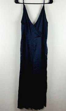 The Fifth Label Jumpsuit Womens Size L Wide Leg Navy Satin Beach Boho Preppy