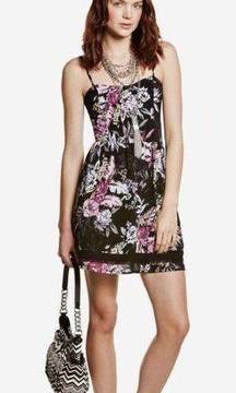 Open ladder back black floral dress size 7