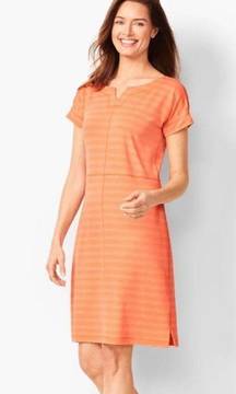 T By TALBOTS Orange Striped Textured Terry Cloth Knee Length Shirt Dress Size S