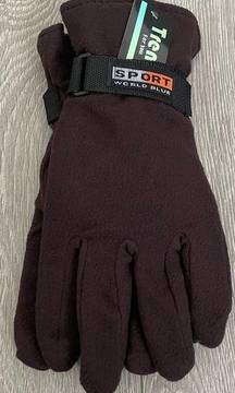 Trend Brown Ski Gear Fleece Sporty Winter Gloves