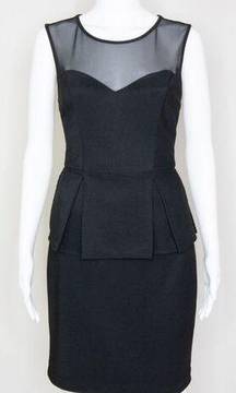 Bisou Bisou black mesh sheer top peplum dress, women's size 4
