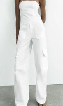 White Cargo Jumpsuit