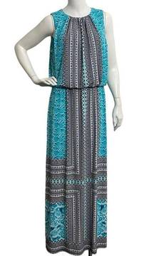 London Times Collection Sleeveless Maxi Dress Women’s size 10 Blue Black Cruise