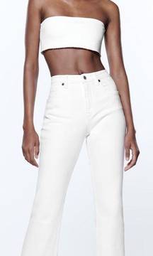   TRF White Mid Rise Cropped Flare Denim Jeans Size 0