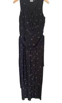 Star Wars Black Stars Belted Sleeveless Wide Leg Jumpsuit Size Small