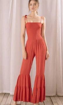 Tan Wide-Leg Jumpsuit