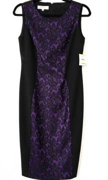 NWT  Black & Purple Lace Sheath Dress Size 4