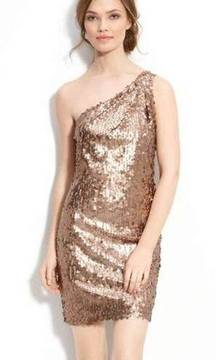 Alexis Admor Gold Brown Sequin Cocktail Dress New with tags Size Medium