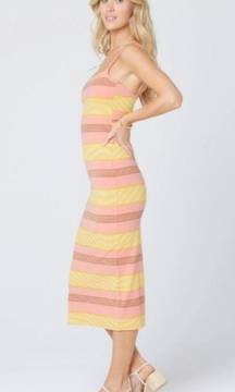 💕L*SPACE💕 Vanessa Dress ~ Beachy Keen Stripe 90's Midi Bodycon Large L NWT