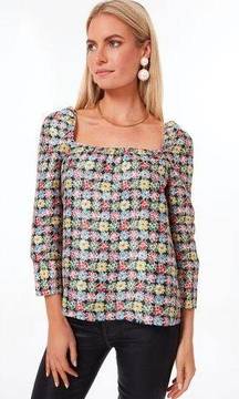 NEW Punchy Jacquard Pink Emilie Blouse Top Floral XL Tnuck NWT