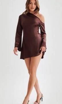 Brown Cocktail Mini Dress