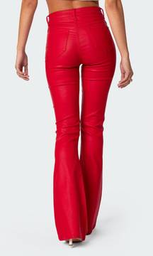 Red Flare Leather Pants