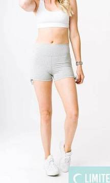 Zyia Active Gray Brilliant Double Scrunchy Hustle Shorts Heather Gray Medium