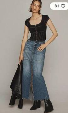 PILCRO CONTRAST STITCH CORSET TOP