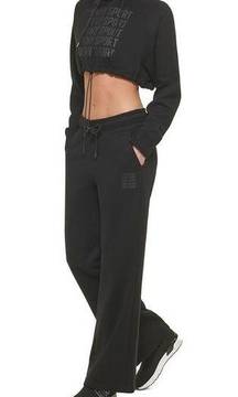 DKNY Performance Crop Hooded & Macy's Drawstring Track Pants Set Black Women's S