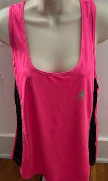 Pink Athletic Tank Top with Black Mesh Detailing, size L
