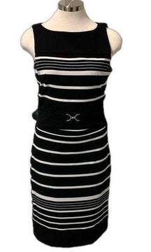 White House Black Market black/white stripes sleeveless knit dress size 4