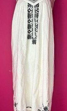 LUCKY BRAND WHITE EMBROIDERED MIDI FLOWY DRESS NWT SIZE M LINED D22