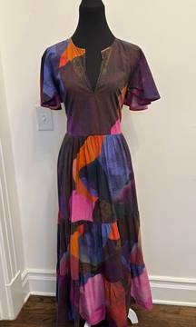 Oliphant Designs V-Neck Maxi Dress Watercolor Print Pockets Tuckernuck