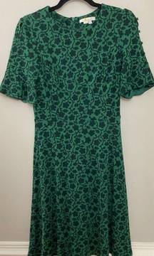 Boden Alexis Jersey Dress In Green Enchanted Vine Size 4 Fluted‎ Sleeves