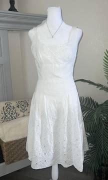 Gorgeous Vintage Y2K Doen Style White Eyelet Midi Dress