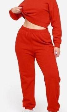 NWT MATE the Label Organic Red Fleece Relaxed Pocket Sweatpants - L