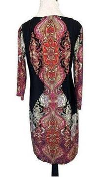 Tiana B. Women's Multicolor 3/4 Sleeve Round Neck Stretch Shift Dress Size M