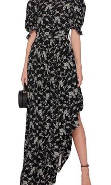 CO black floral puff sleeves maxi gown size small
