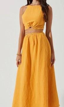 Astr The Label Marigold Divine Tie Waist Crop Top & Maxi Skirt Matching Set NEW