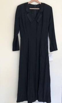 Vintage 80s Wild Rose Black Evening Dress