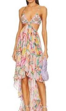 ROCOCO SAND Rio Beaded High Low Dress Multicolor Tropical Women Size L New $594