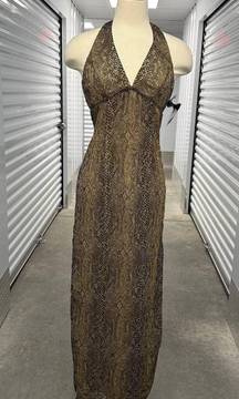 Morgan Co Snakeprint Halter Neck Maxi Dress