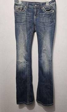 Embellished Pocket Easy Boot Jeans 27x34 JE6067EX Distressed
