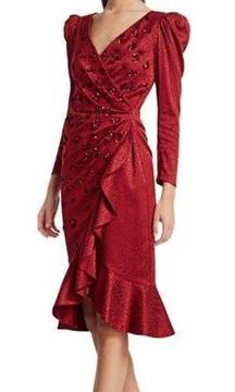 NWT Sachin & Babi Ahluwalia collaboration uma dress sequin leopard red sz 4