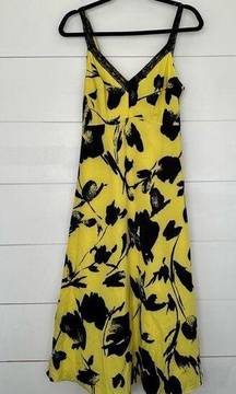 Jason Wu Women’s 4 Yellow Black Floral Midi Dress